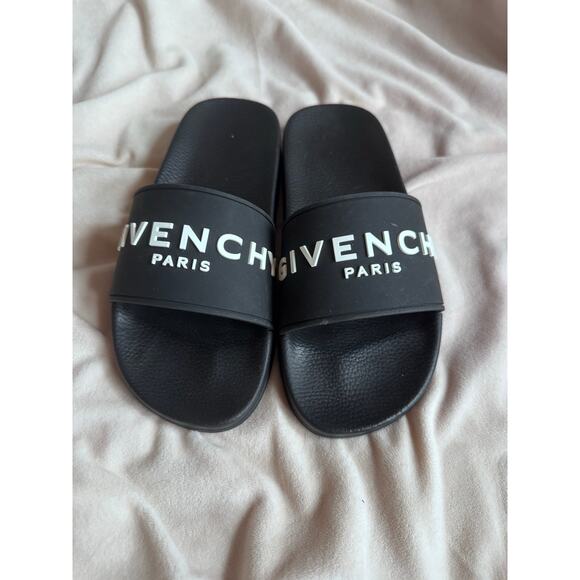 New Givenchy men’s logo slide sandals sz 40 us 9.5 black
